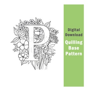 Patrón de descarga digital Tipografía de quilling Letra "P" - Plantilla digital Inicial - Arte de quilling de papel - Monograma Regalo de cumpleaños