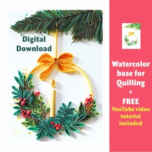 Digital Download Christmas Bauble Pattern for Quilling - Watercolor Ornament Winter Holidays - Quilling Base - Candle