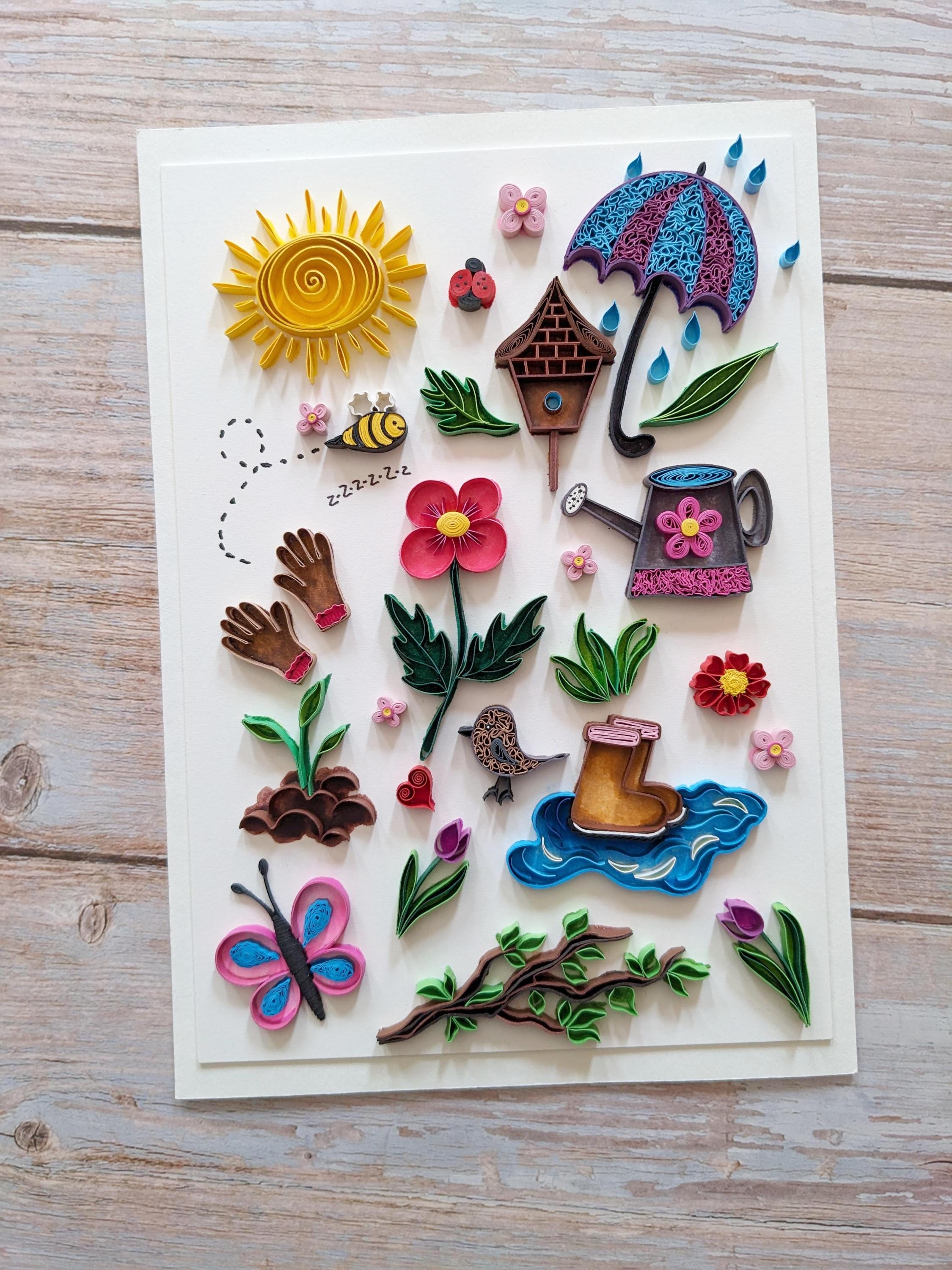 Handmade Paper Quilling Spring Art - Birthday Gift, Easter Card, Garden ...