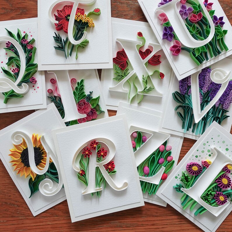 Mini Cards Handmade Letters Alphabet Paper Quilling Etsy