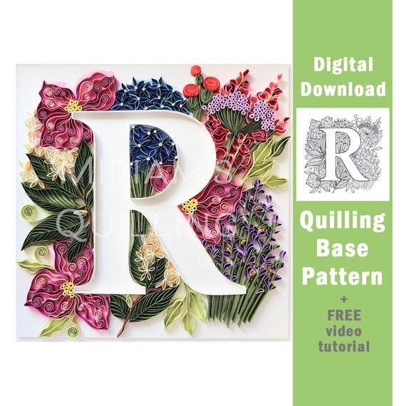 Digital Download Pattern Letter R Typography Quilling Base - Etsy