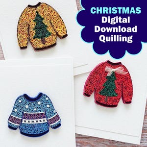 Christmas Sweater Quilling Pattern: Watercolor Card Template (Digital Download, PDF Instructions & Video Tutorial