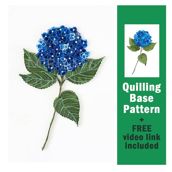 Digital Download Blue Hydrangea Watercolor Print - Pattern Paper Quilling Art - Birthday Gift