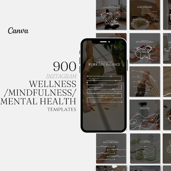 900 wellness post templates, mindfulness, self-help, mental health, self-improvement