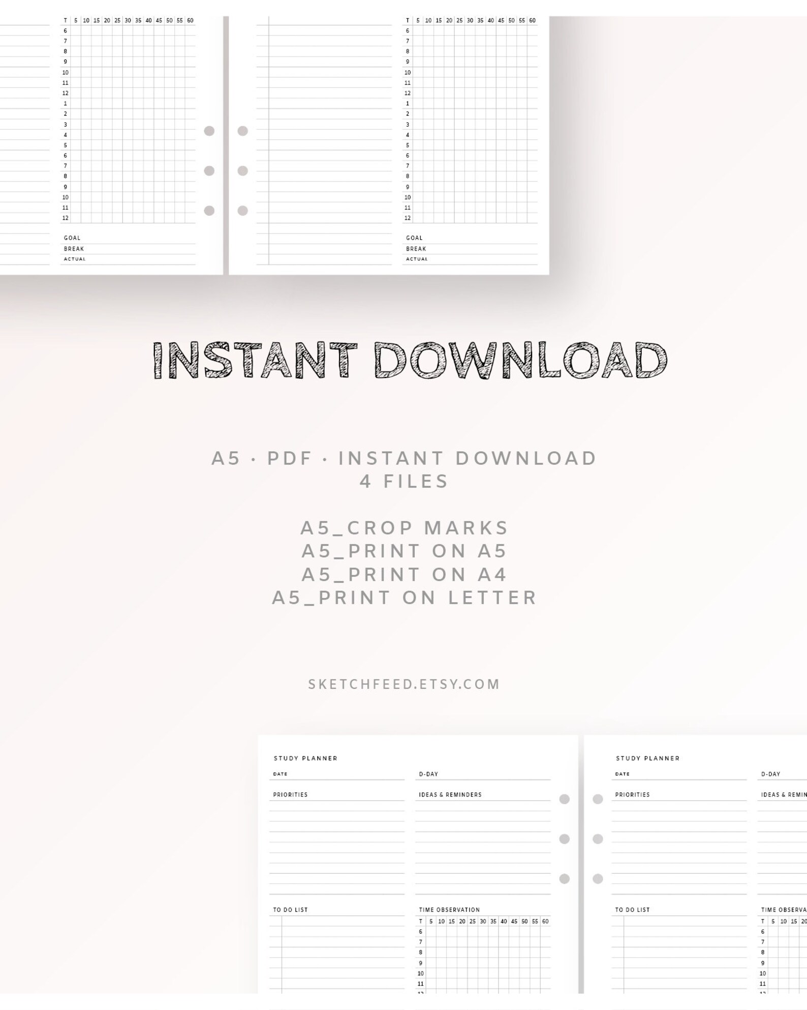 Study Planner Printable in A5 Academic Planner College - Etsy