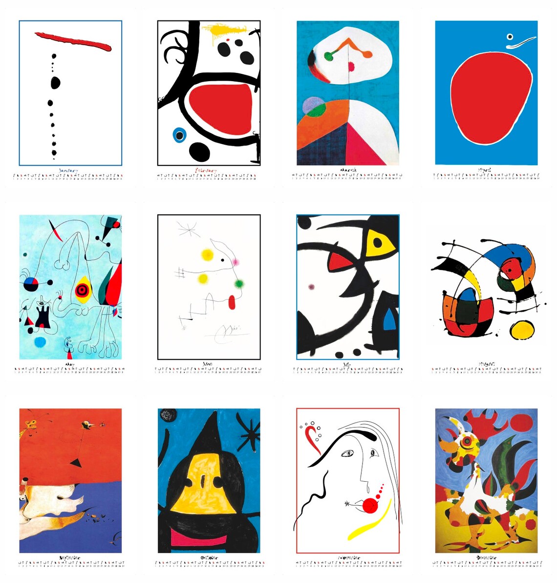 Wall Calendar Best Art Joan Miro Etsy