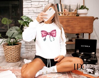 Nurse Coquette Sweatshirt: Stethoscope Bow Crewneck - Gift for Nurses