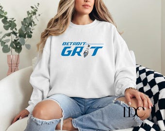 Detroit Grit Football Crewneck: Vintage Lions Game Day Sweatshirt