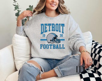 Vintage Detroit Football Crewneck: Lions Game Day Sweatshirt