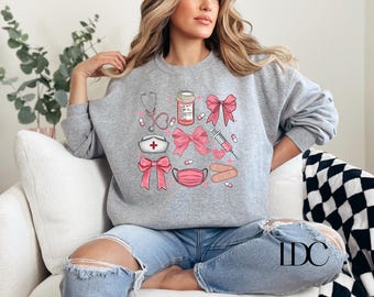Nurse Coquette Bow Crewneck Sweatshirt: New Nurse Gift