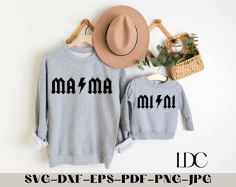 Mamá y Mini SVG: Diseño de rayo inspirado en AC/DC (Descarga digital)