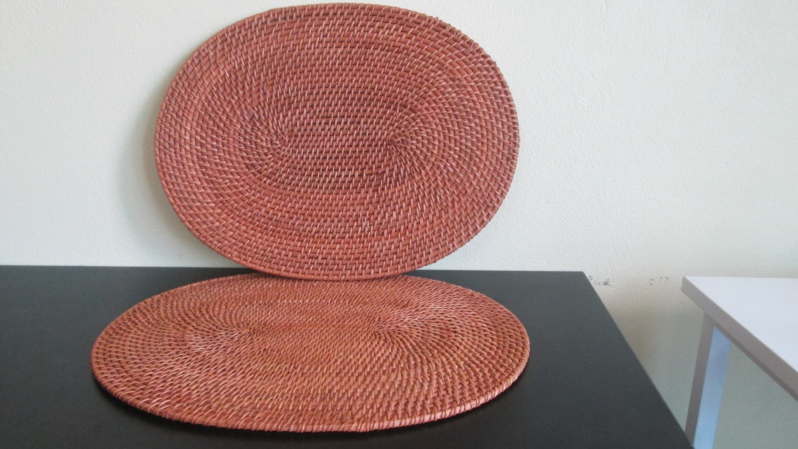 Oval Rattan Placemats Set of 2 Size 15.7 x 11.8 x Etsy