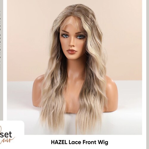 HAZEL Brown to medium blonde wavy orders lace front wig | Realistic Synthetic Wig for everyday use or cosplay | Long blonde Wig with dark roots