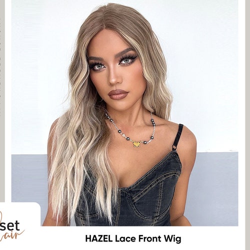 HAZEL Brown to medium blonde wavy orders lace front wig | Realistic Synthetic Wig for everyday use or cosplay | Long blonde Wig with dark roots