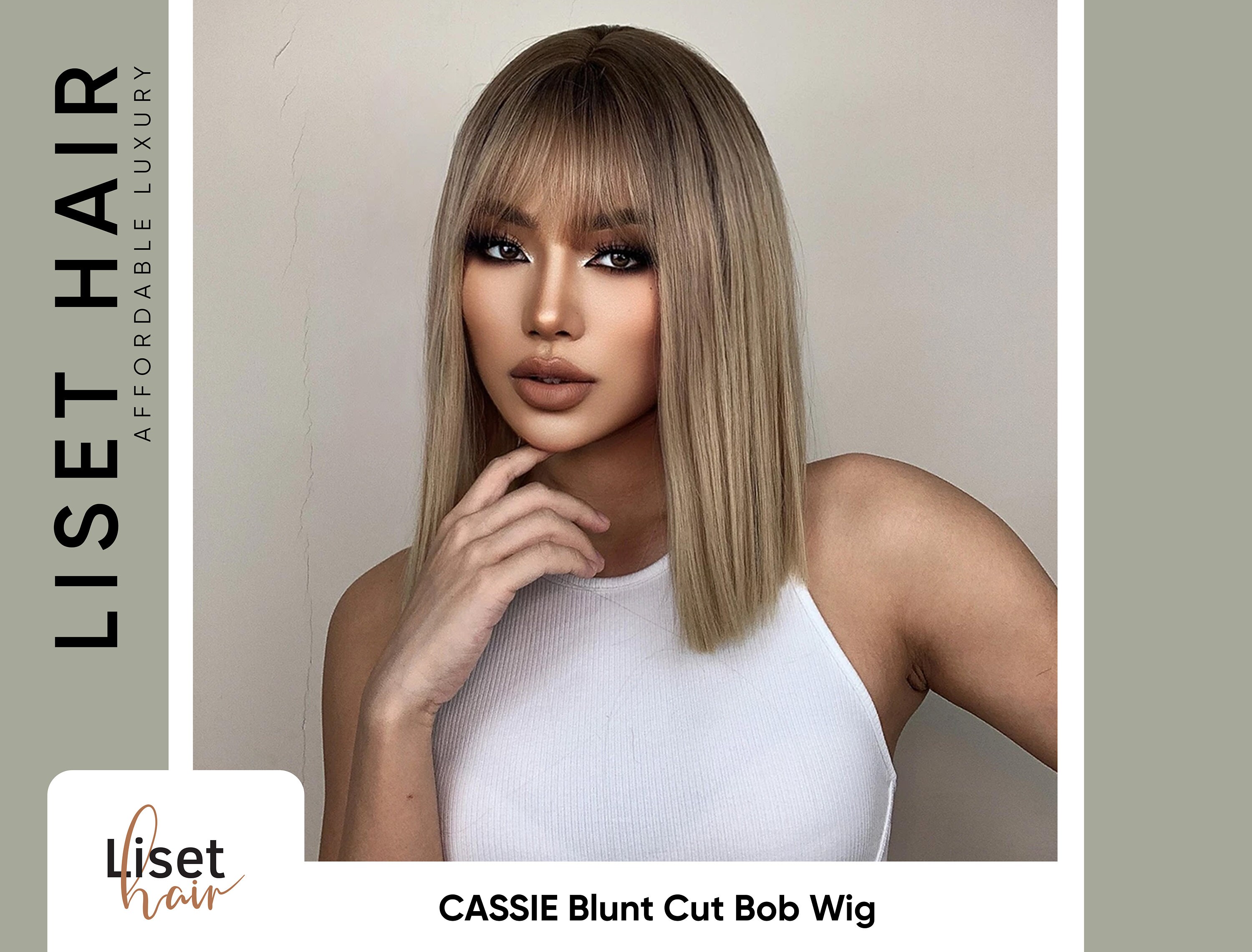 Image of 14 inch blunt lowlights cut