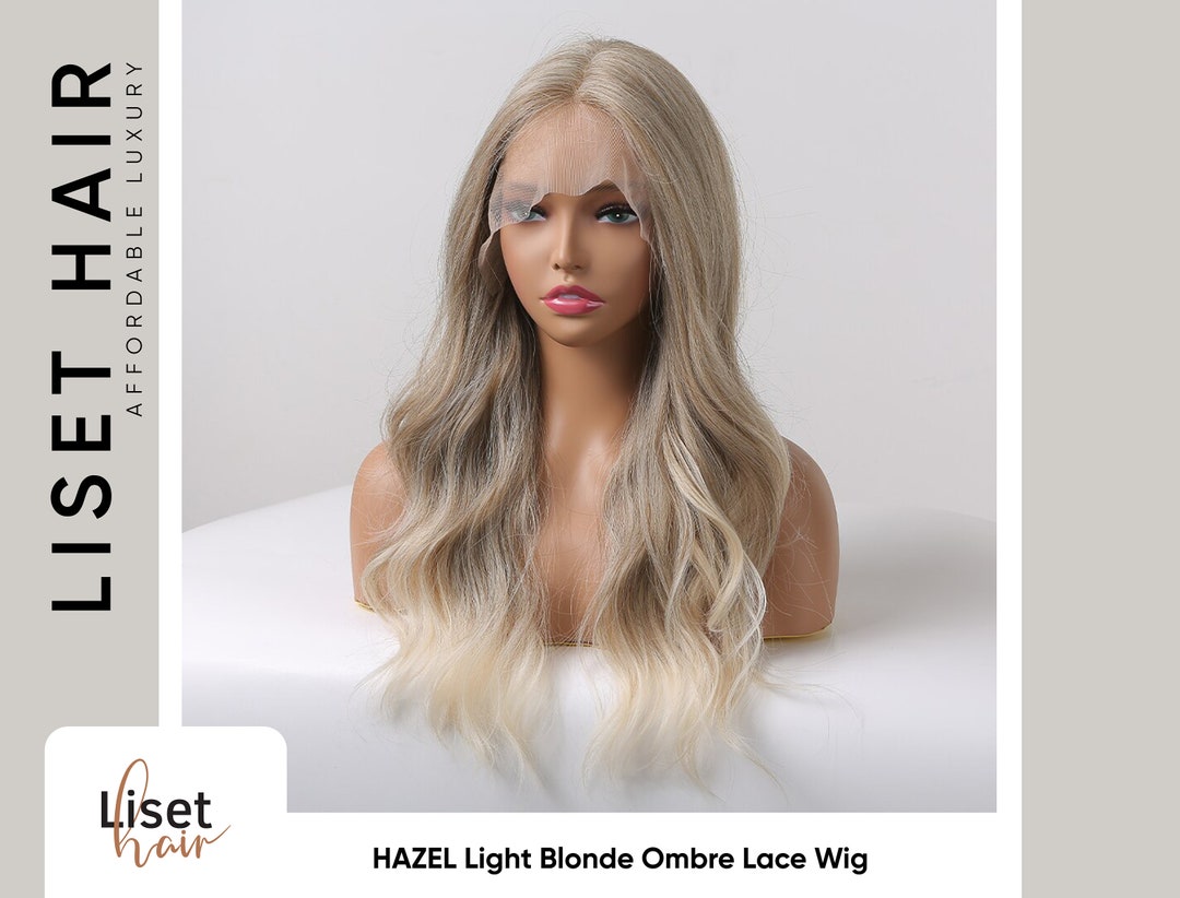 HAZEL Light Blonde Ombre Wavy Middle Part Lace Front Wig With Subtle ...