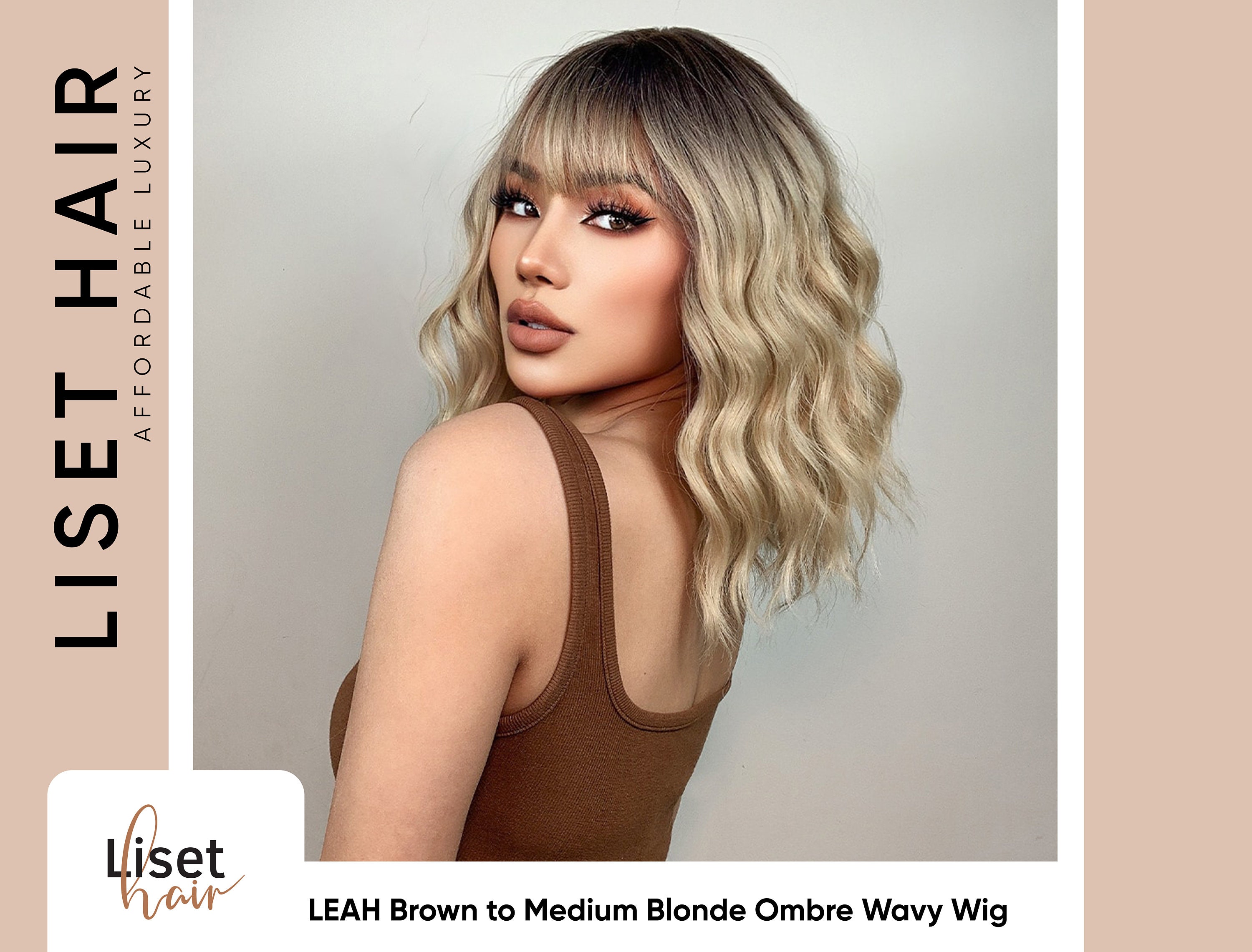 Human or Hair Wavy Medium Length With Bangs Etsy