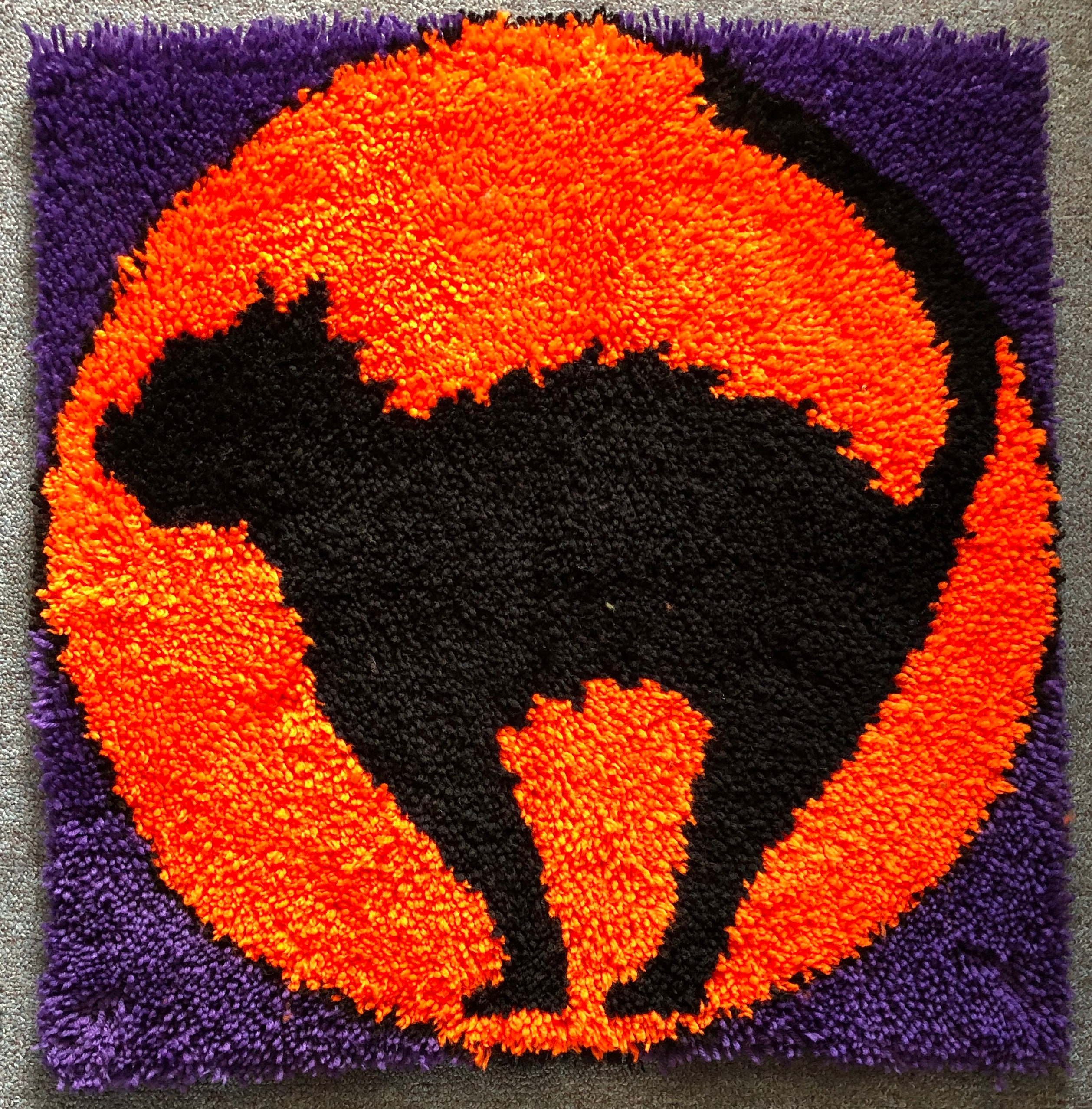 Completed Halloween Cat Latch Hook Rug Etsy