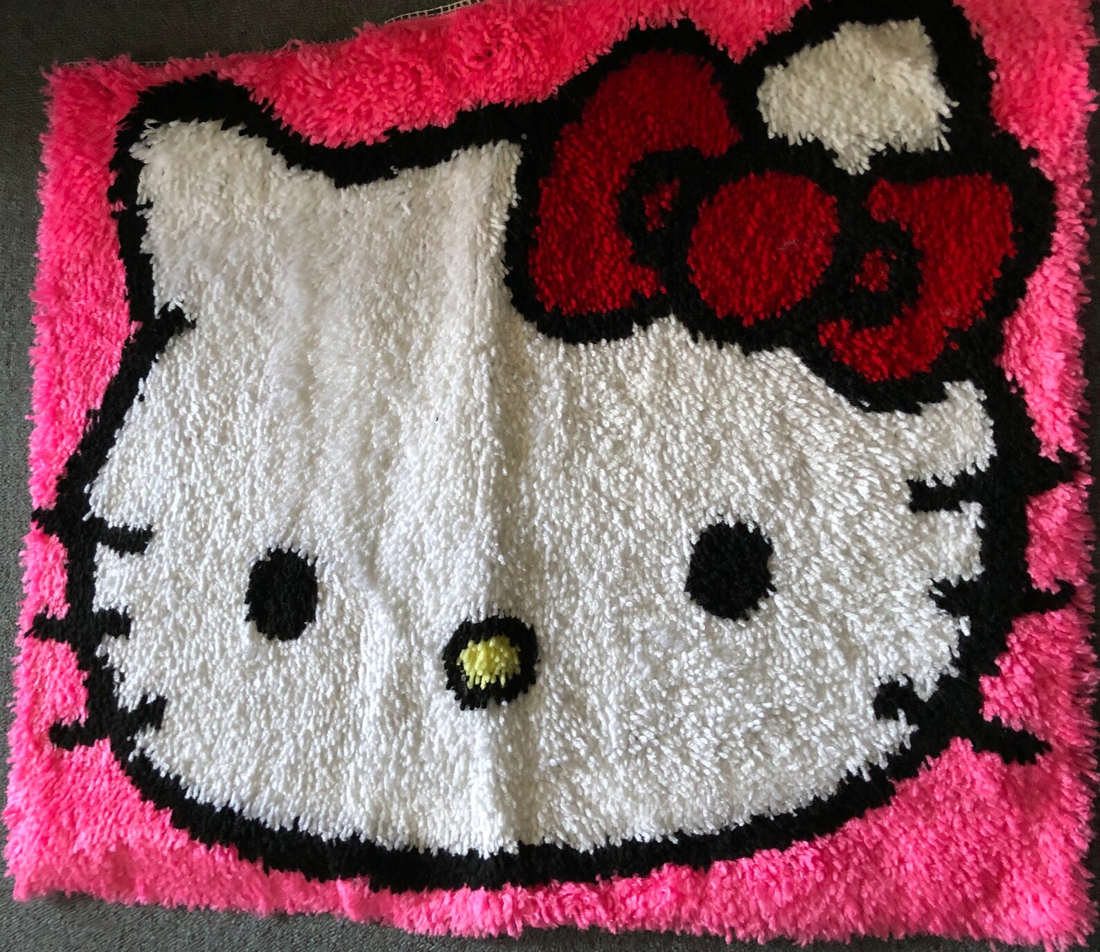 Completed Hello Kitty Latch Hook Rug Handmade Etsy