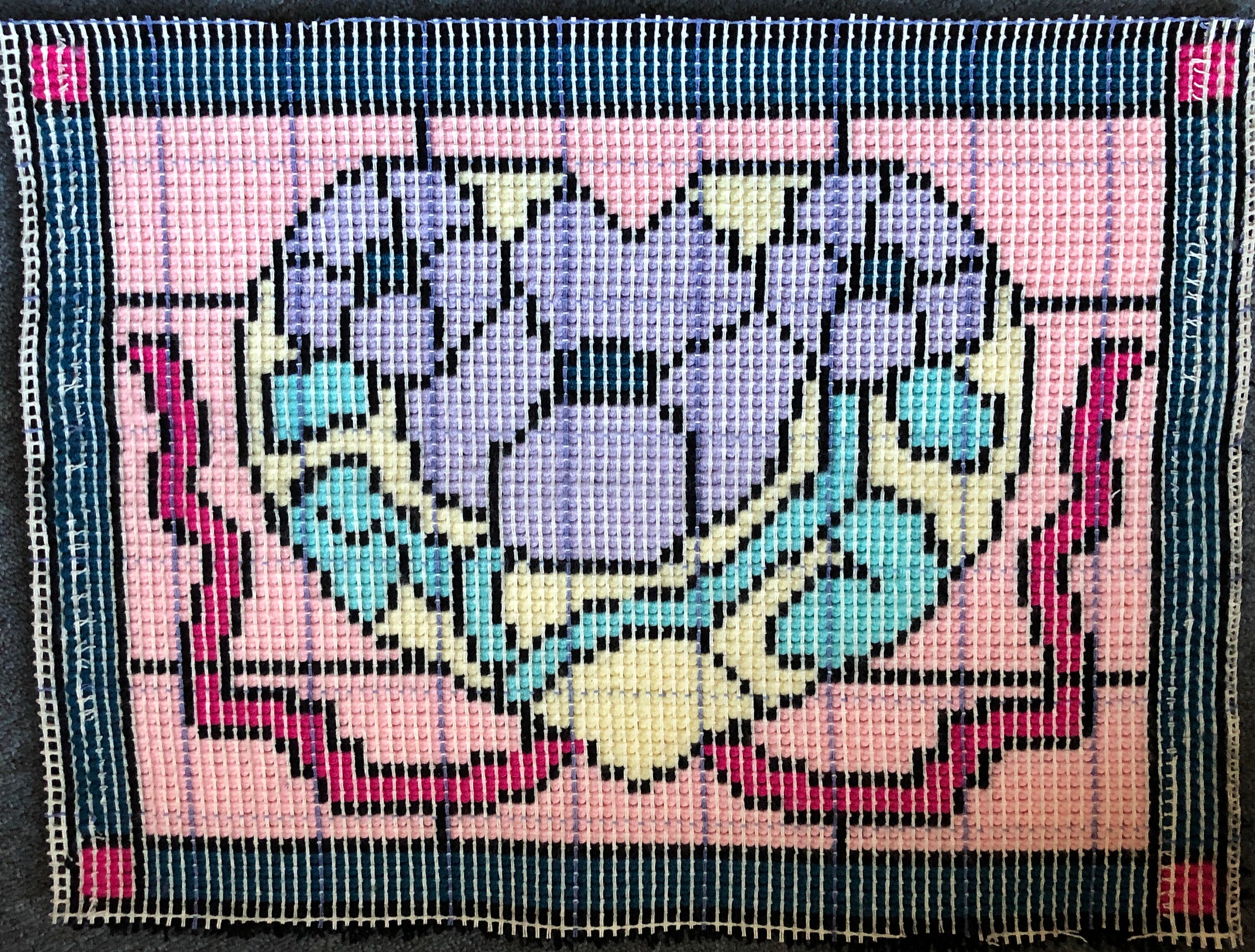 Completed Stained Glass Heart Latch Hook Rug Unique/handmade Etsy Canada