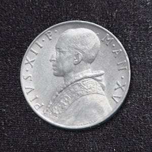 Vatican 10 Lire 1953 Coin Prudentia Allegory Mirror Snake Pattern Pope Pius XII Portrait Custom Coin Necklace Supply Philosophy Gift