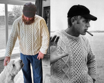 Want Steve McQueen’s Hand Knit Aran Jumper?  We can knit it for you!