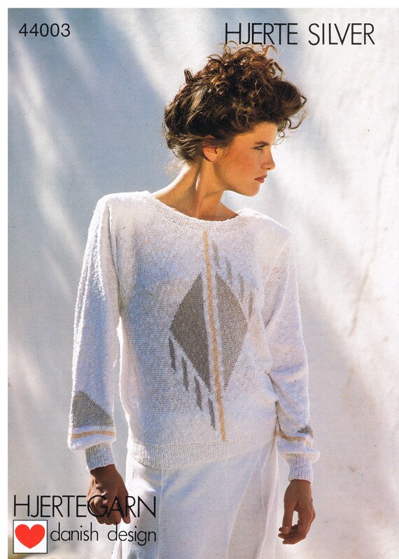 Hjerte Ladies Silver Sweater With Triangles 3ply Knitting - Etsy