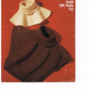 May include: A vintage knitting pattern cover featuring two knitted cowl neck pieces. The top cowl is a light beige color, and the bottom cowl is a dark brown. The word "SIRDAR" is at the top, with the pattern number and yarn weight information.