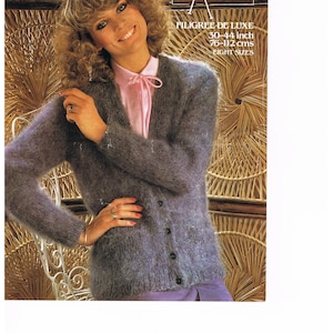 Emu Filigree De Luxe DK Cardigan Knitting Pattern To fit 30 - 44 inch chest Mohair Pockets