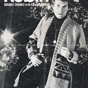 Vintage Men&#39;s Starsky (and Hutch) Style Cardigan Jacket Knitting Pattern To fit up to 48 inch chest Double Knitting Robin