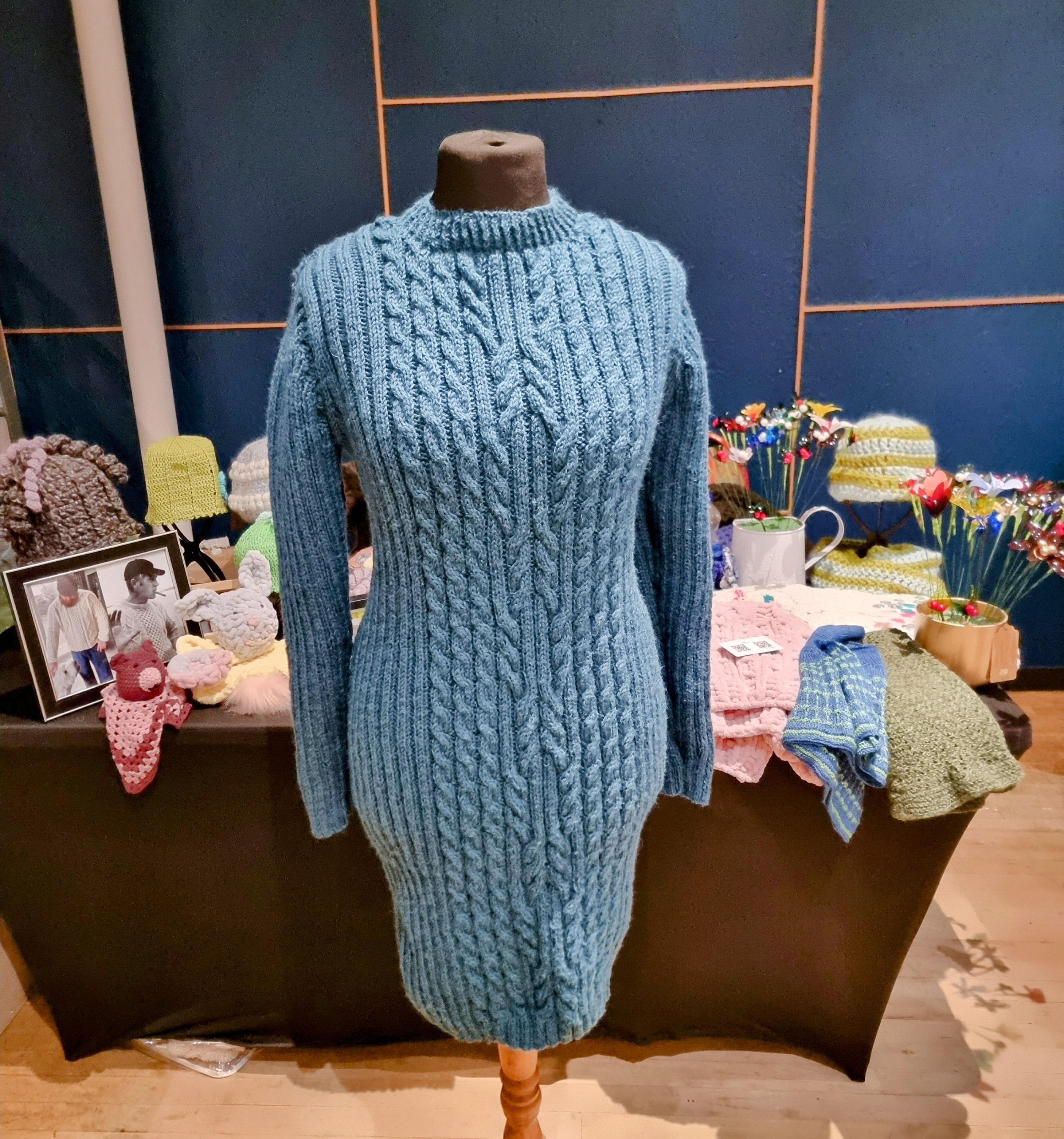 PUR patchwork handknit gown（short） - 長袖 