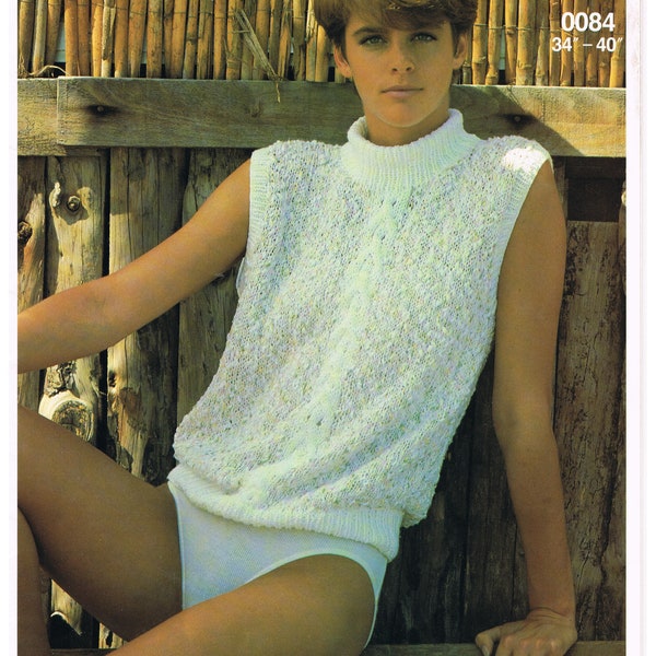 Pingouin Sleeveless Top Knitting Pattern 4 Patterns in One This is a knitting Pattern this is not the finished product
