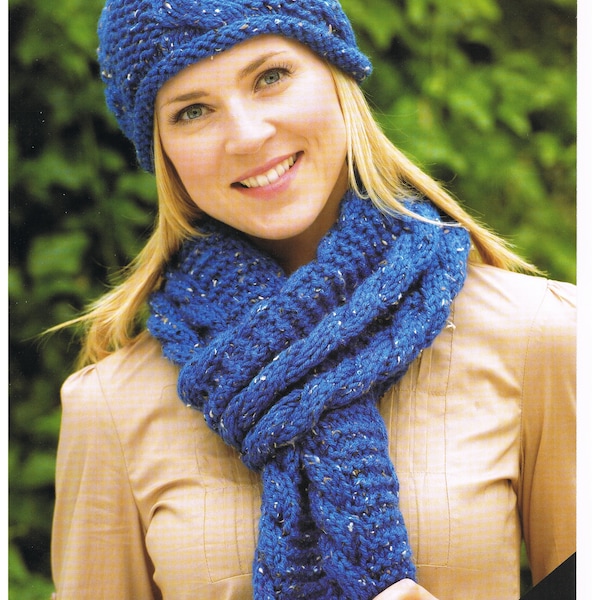 Tivoli Tweed Chunky Cabled Hat and Scarf