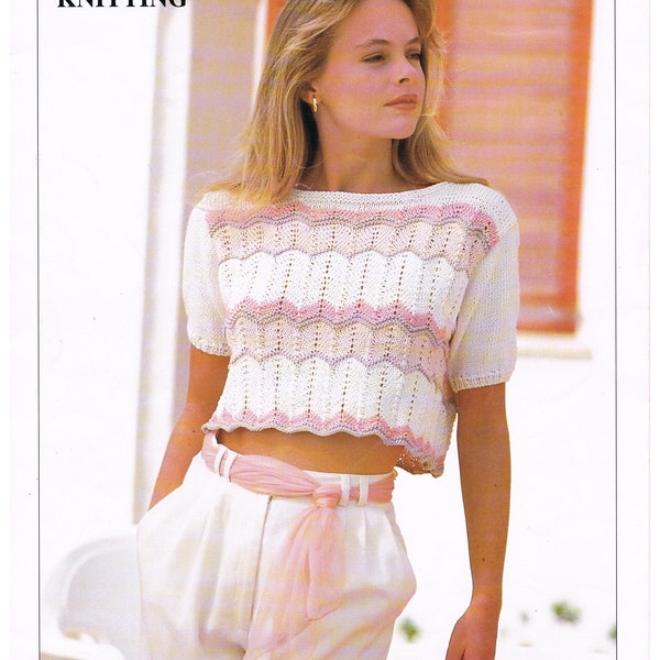 Double Knitting Chevon Lacy Crop Jumper, This is a Knitting Pattern not the finished product.