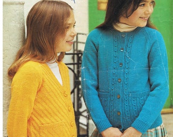 V-Neck or Round Neck Button Through Cardigan Pattern Only #1417