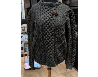 Green Tweed Steve McQueen’s Hand Knit Aran Jumper Fits 44/46 inch chest Pure Irish Aran Wool Perfect Christmas Present