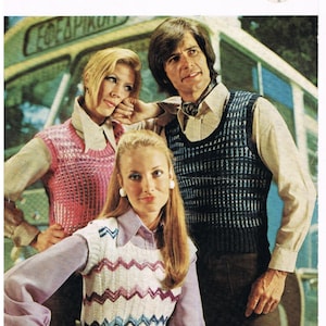 Vintage Sleeveless Sweater / Jumper / Vest / Tank Top Knitting Pattern Unisex Double Knitting 32 - 40 Inch Chest Argyll 1960’s 1970’s