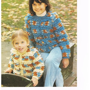 Childrens Cardigan Jacket with a Flutter of Loops by Patons To fit 20-27 inch chest Double Knitting Button Up Round neck PATTERN ONLY #1416