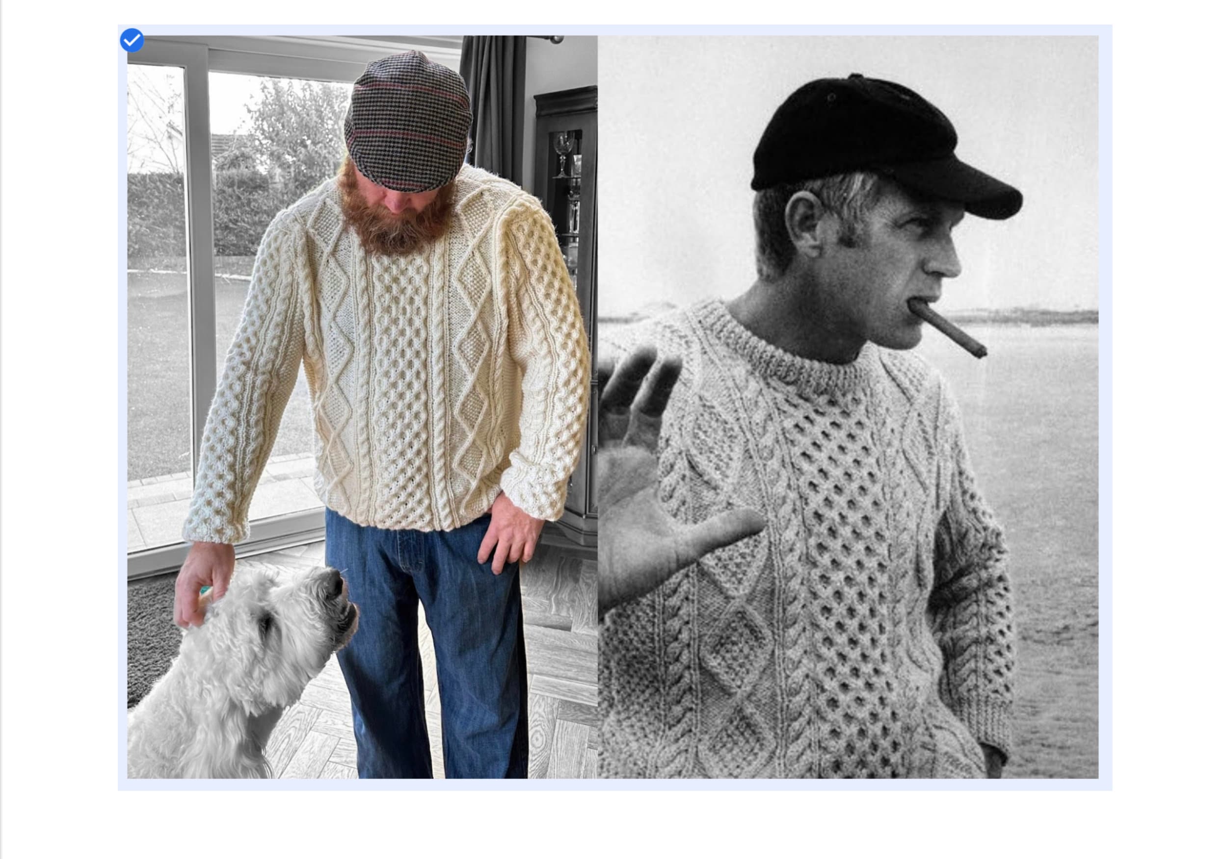 The Steve Mcqueen Aran Jumper Knitting Pattern to Fit 40-50 The Steve Mcqueen Aran Jumper Knitting Pattern to Fit 40-50
