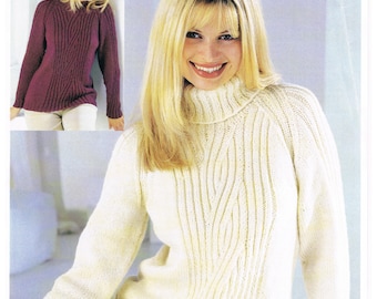 Ladies Aran Sweater in Crew or Polo Neck #4744