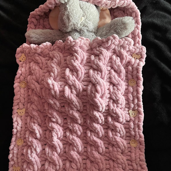 Kit To Make Your Own Luxury Super Chunky Huggable Chenille Baby Sleeping Bag - Baby Swaddle Bag