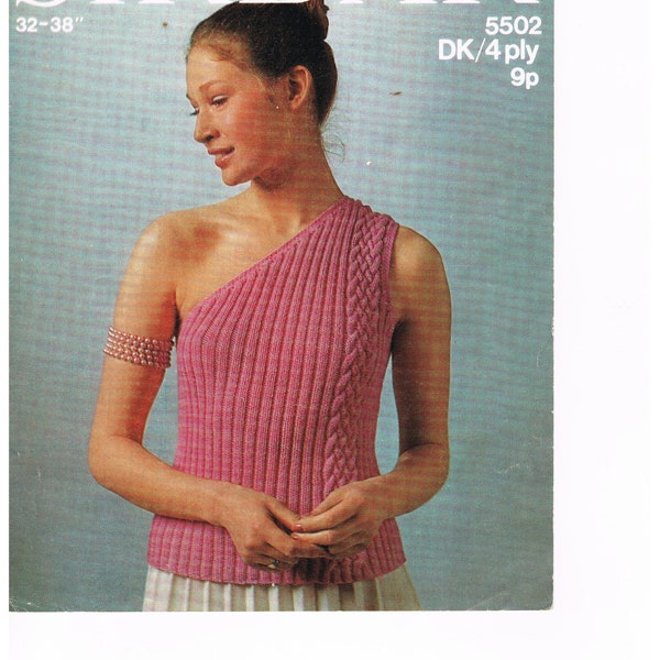 Sirdar Cold Shoulder Double Knit or 4ply Womens Top Knitting Pattern This is a Knitting Pattern NOT a finished item