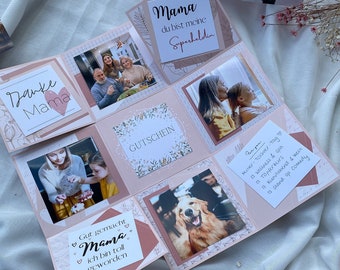 Muttertagsgeschenk, Geschenk Familie, Explosionsbox rosa, Geschenk für Mama, personalisiertes Geschenk Mutter, Oma