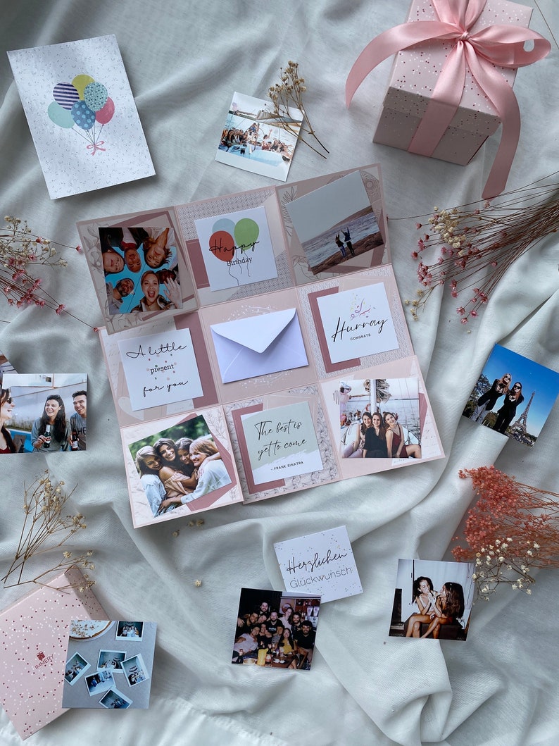 Geburtstagsgeschenk Box, rosa mit Sprüchen und Fotos, Überraschung Geschenkidee für Freundin Bild 2