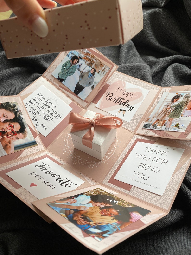 Birthday gift, explosion box pink, gift box, gift for girlfriend, wedding gift, personalized gift girlfriend