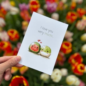 I love you very mochii - Grußkarte, Geburtstagskarte, Liebesgeständnis, Liebeskarte, Geschenk für Sie, Foodie Love, Foodie Grußkarte