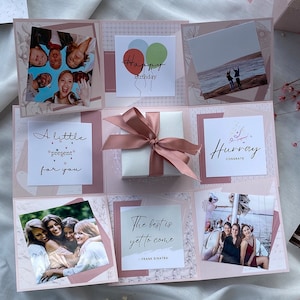 Geburtstagsgeschenk Box, rosa mit Sprüchen und Fotos, Überraschung Geschenkidee für Freundin Bild 1