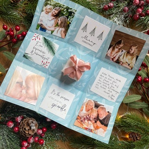 Weihnachtsgeschenk, Explosionsbox (mint, rosa), Geschenkbox Weihnachten, personalisiertes Fotogeschenk, Christmas Überraschung, Geschenkidee