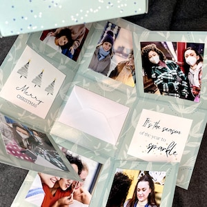 Explosionsbox Weihnachten rosa,  Geschenkbox Weihnachten, personalisiertes Fotogeschenk