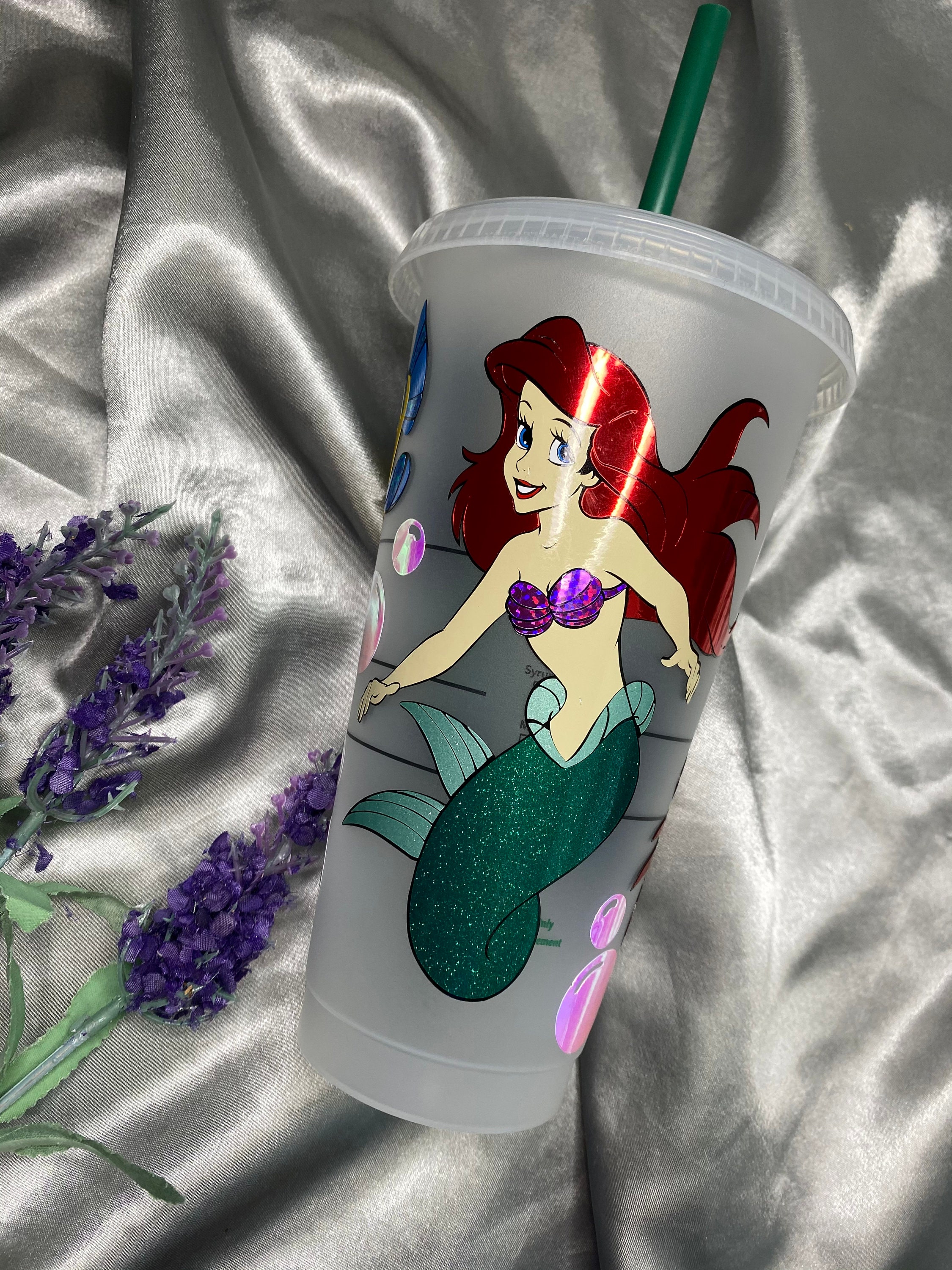Little Mermaid Cup, Ariel-sebastian-flounder Custom Cup 